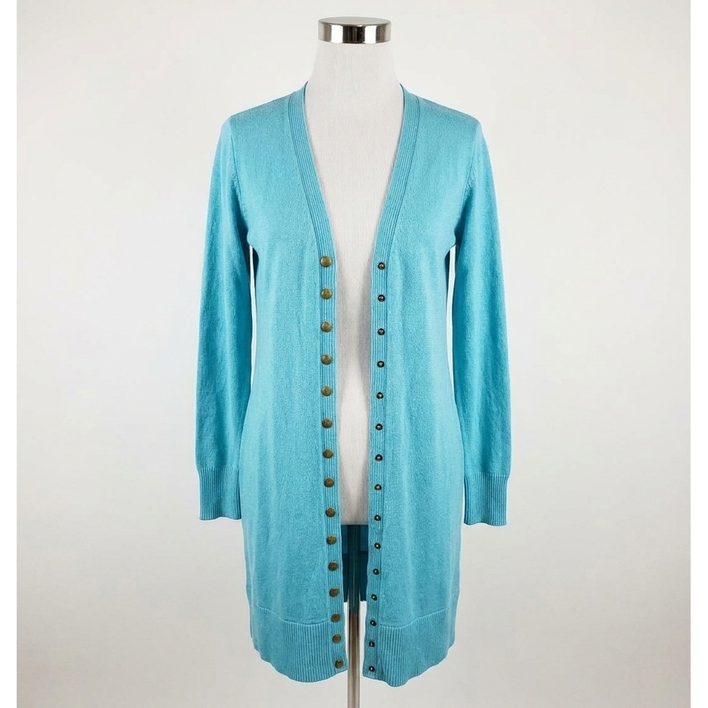 NEW ZENANA full sleeve long snap cardigan in milky blue